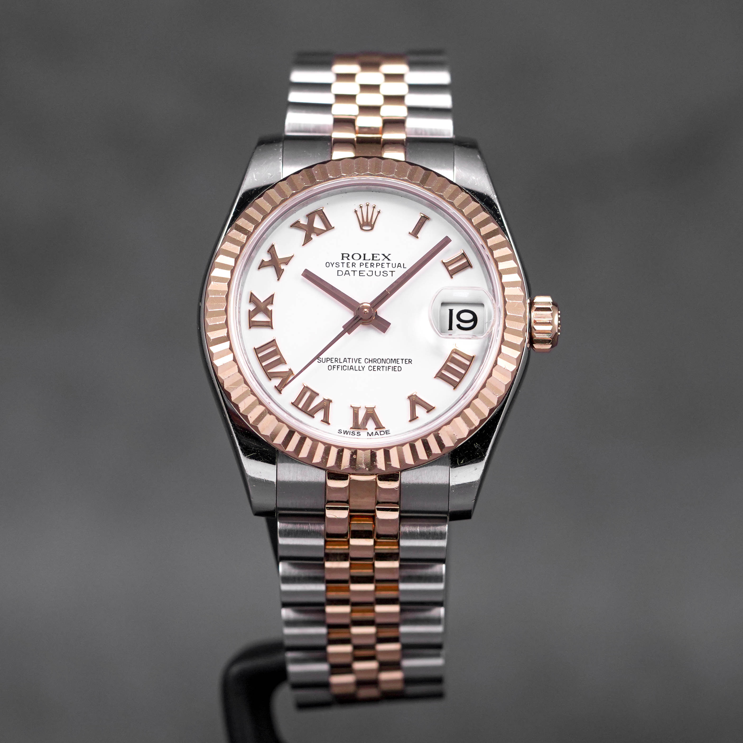 DATEJUST 31MM TWOTONE ROSEGOLD WHITE ROMAN DIAL (2015)