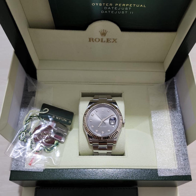 DATEJUST 41MM FLUTED OYSTER RHODIUM DIAMOND DIAL (2013)