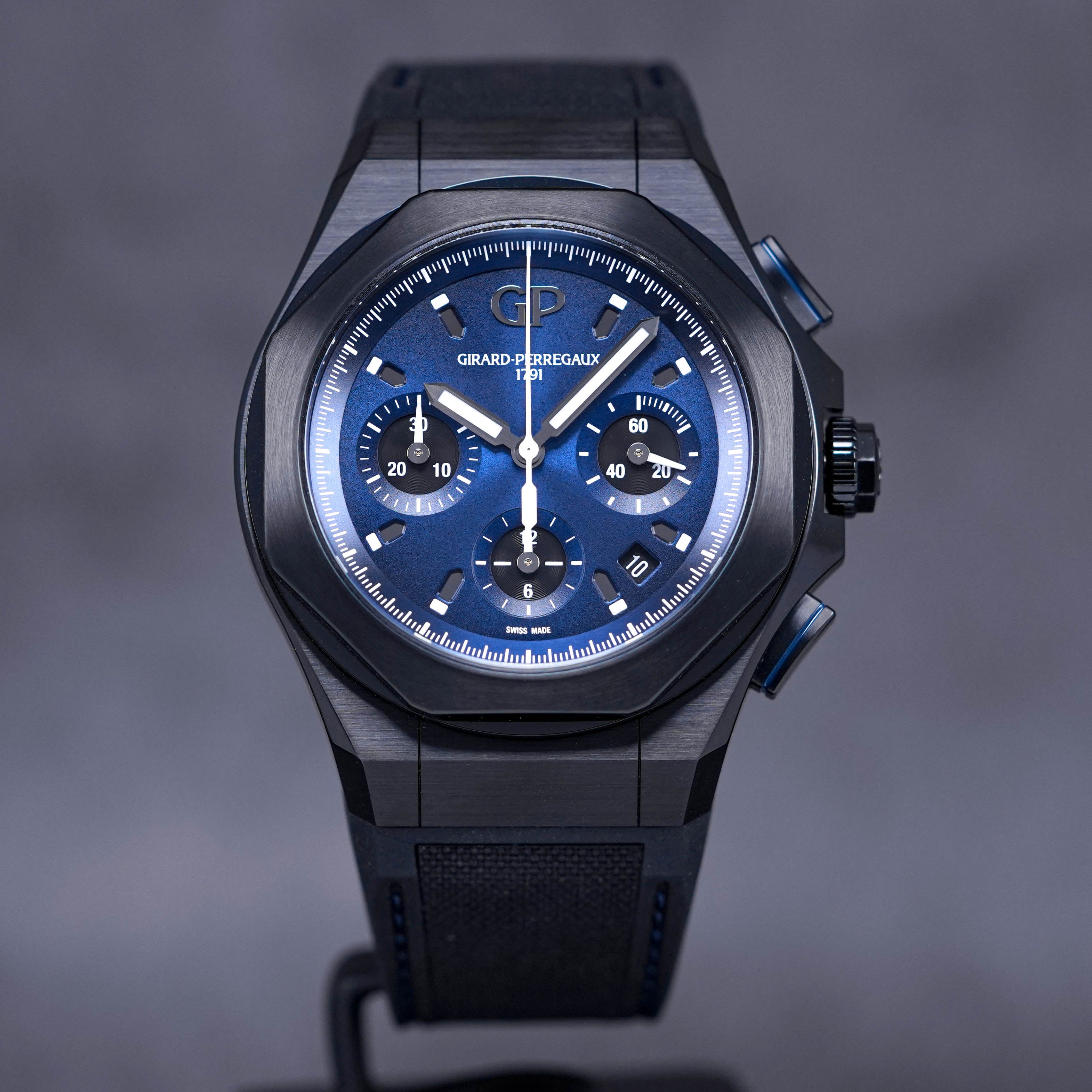 GIRARD PERREGAUX LAUREATO BLACK TITAN ABSOLUTE CHRONO BLUE DIAL