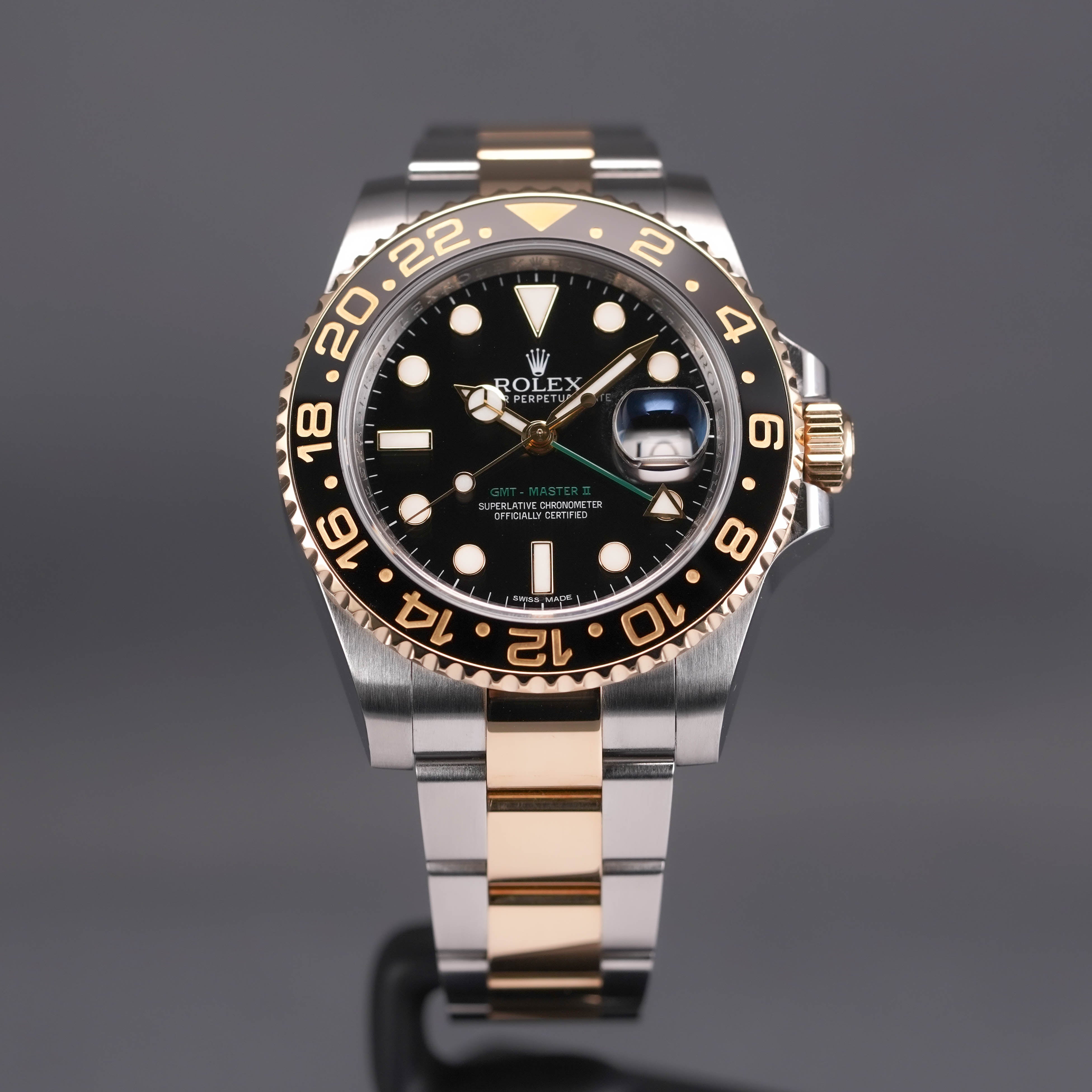 ROLEX GMT MASTER-II TWO TONE YELLOWGOLD BLACK DIAL (2013) IDWX