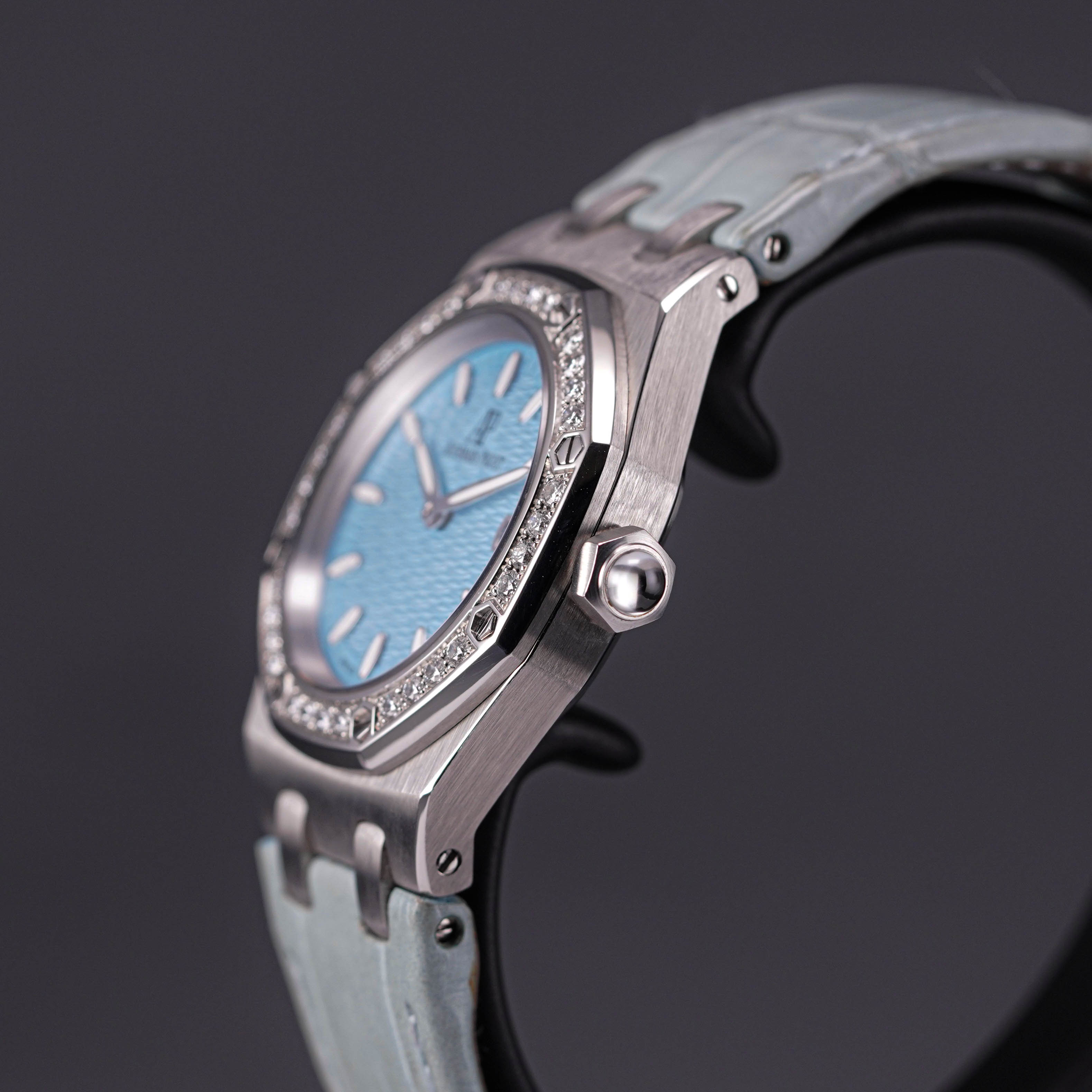 AUDEMARS PIGUET ROYAL OAK 33MM TURQUOISE DIAL DIAMOND BEZEL (WATCH ONLY - 'F SERIES')