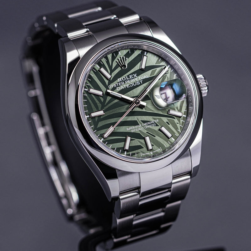 ROLEX DATEJUST 36 DOMED OYSTER GREEN PALM DIAL (2022)