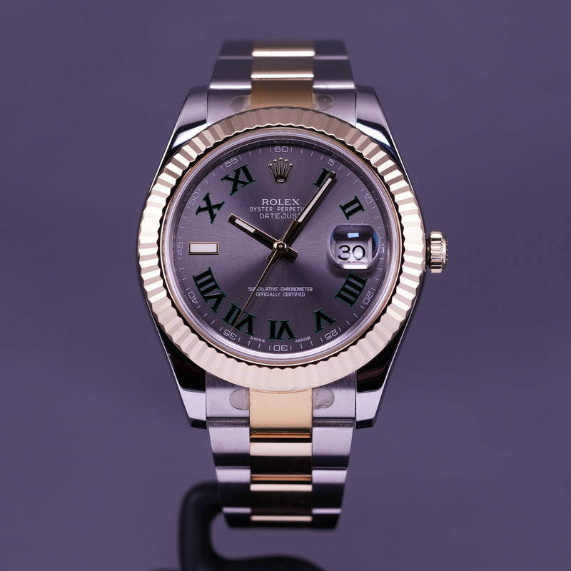 ROLEX DATEJUST-II TWOTONE YELLOWGOLD FLUTED OYSTER WIMBLEDON DIAL (2011)