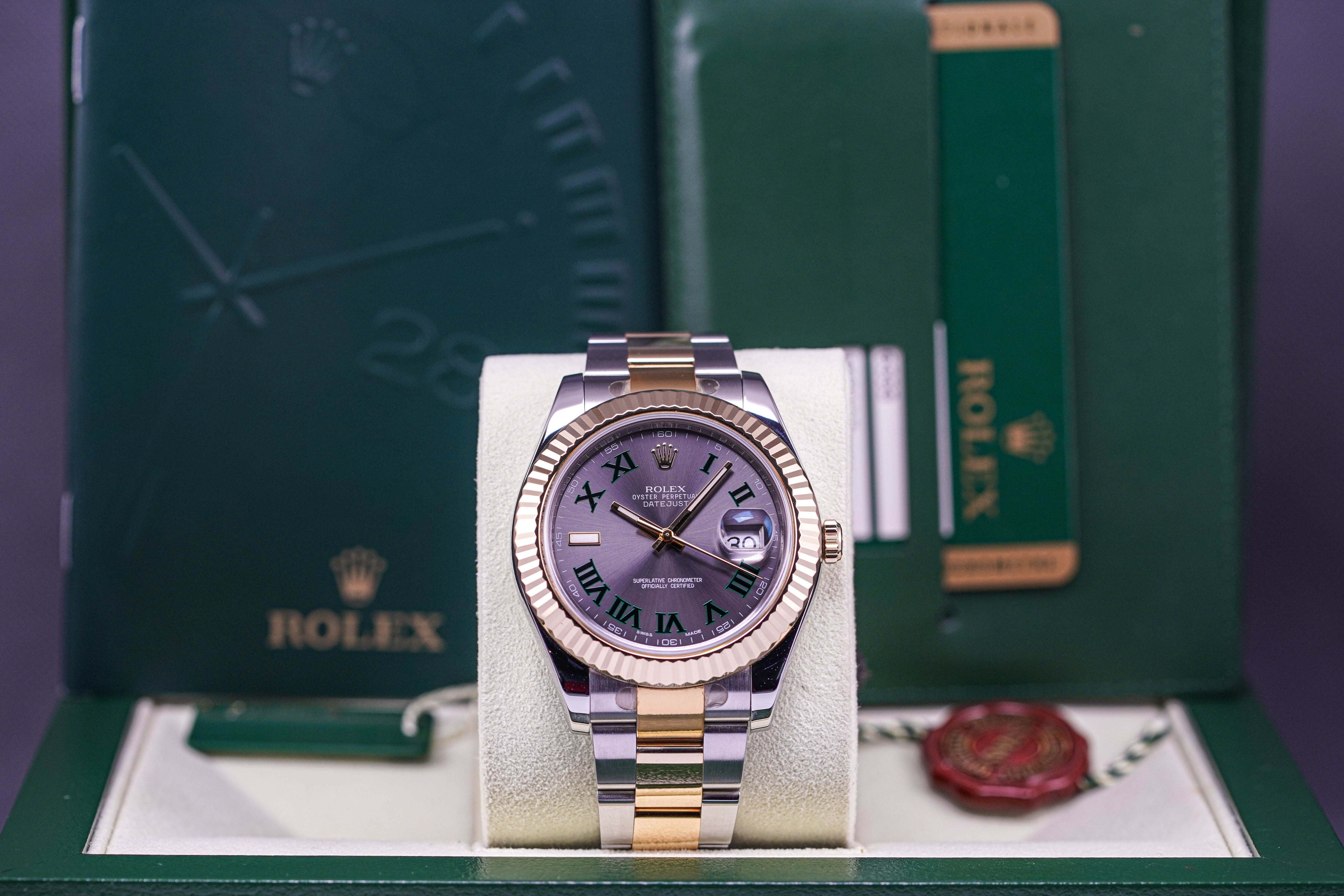 ROLEX DATEJUST-II TWOTONE YELLOWGOLD FLUTED OYSTER WIMBLEDON DIAL (2011)