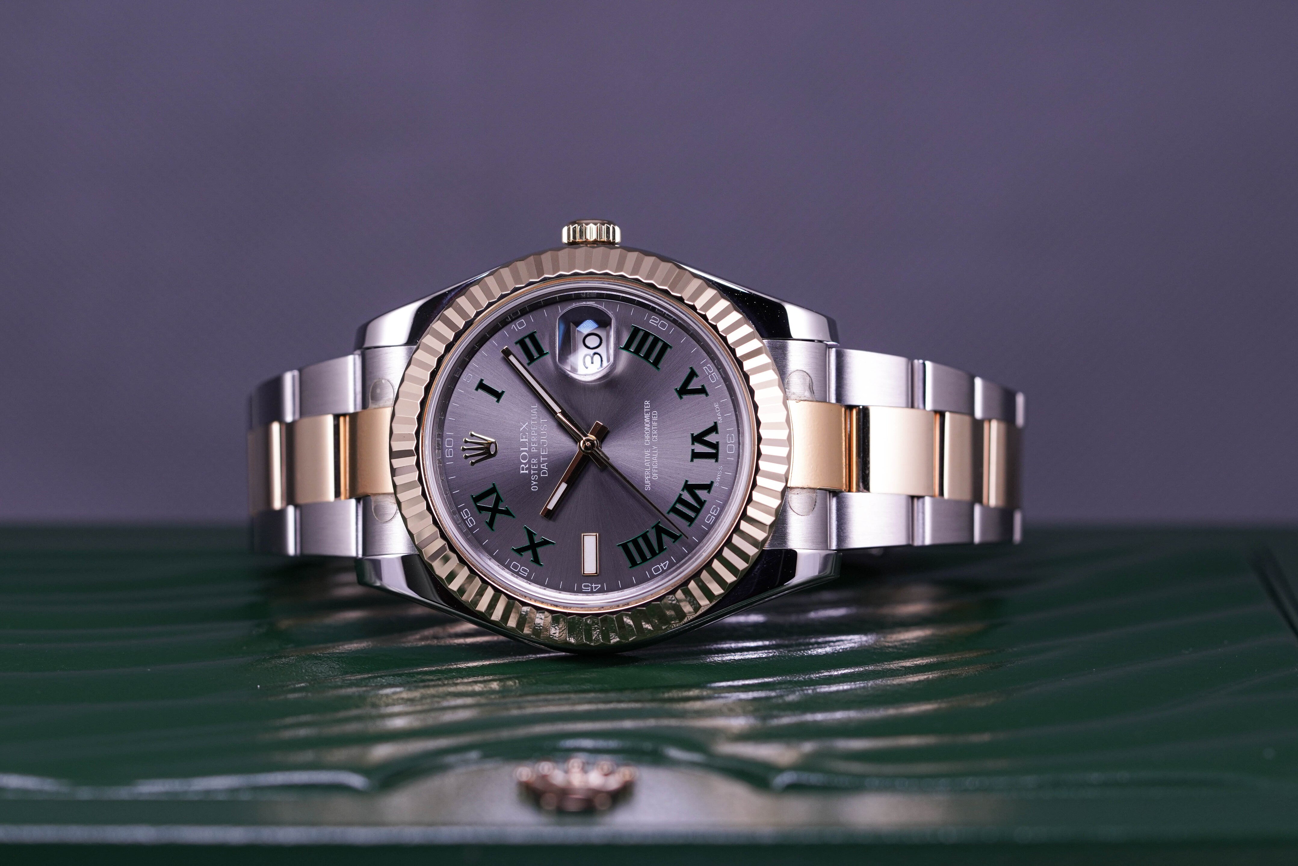 ROLEX DATEJUST-II TWOTONE YELLOWGOLD FLUTED OYSTER WIMBLEDON DIAL (2011)