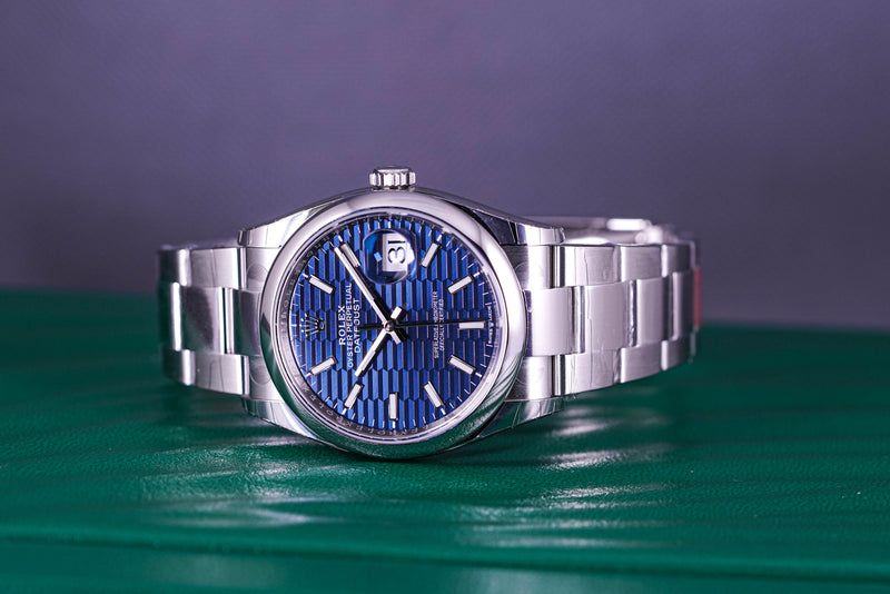 DATEJUST 36MM DOMED OYSTER BLUE FLUTED DIAL (2022)