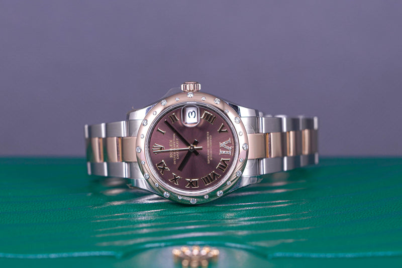 DATEJUST 31 TWOTONE ROSEGOLD OYSTER DOMED DIAMOND CHOCO DIAL WITH DIAMOND ON 6 (2020)