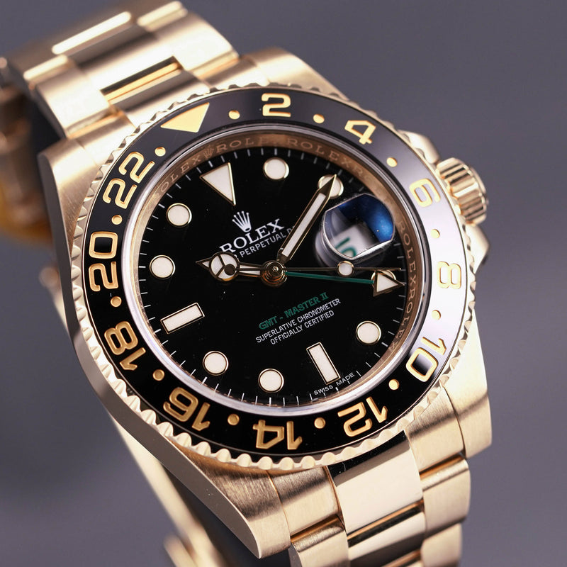 ROLEX GMT MASTER-II YELLOWGOLD BLACK DIAL (2016)