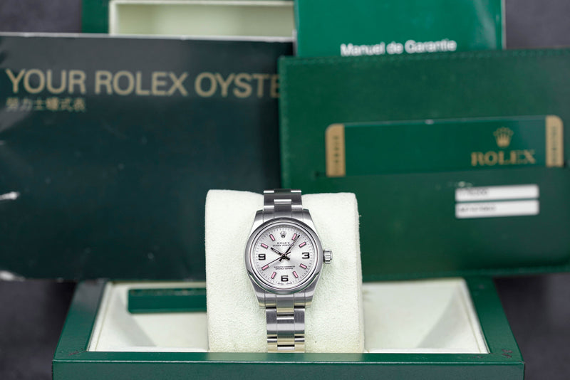 OYSTER PERPETUAL 26MM SILVER DIAL PINK INDEX (2010)