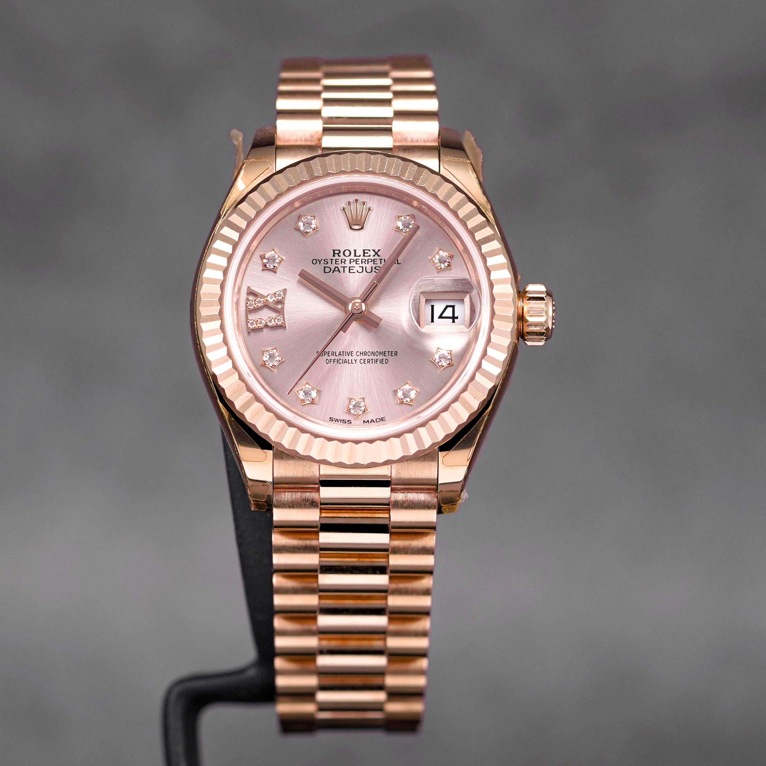 DATEJUST 28MM ROSEGOLD PINK STAR DIAMOND DIAL ROMAN ON 9 (2016)