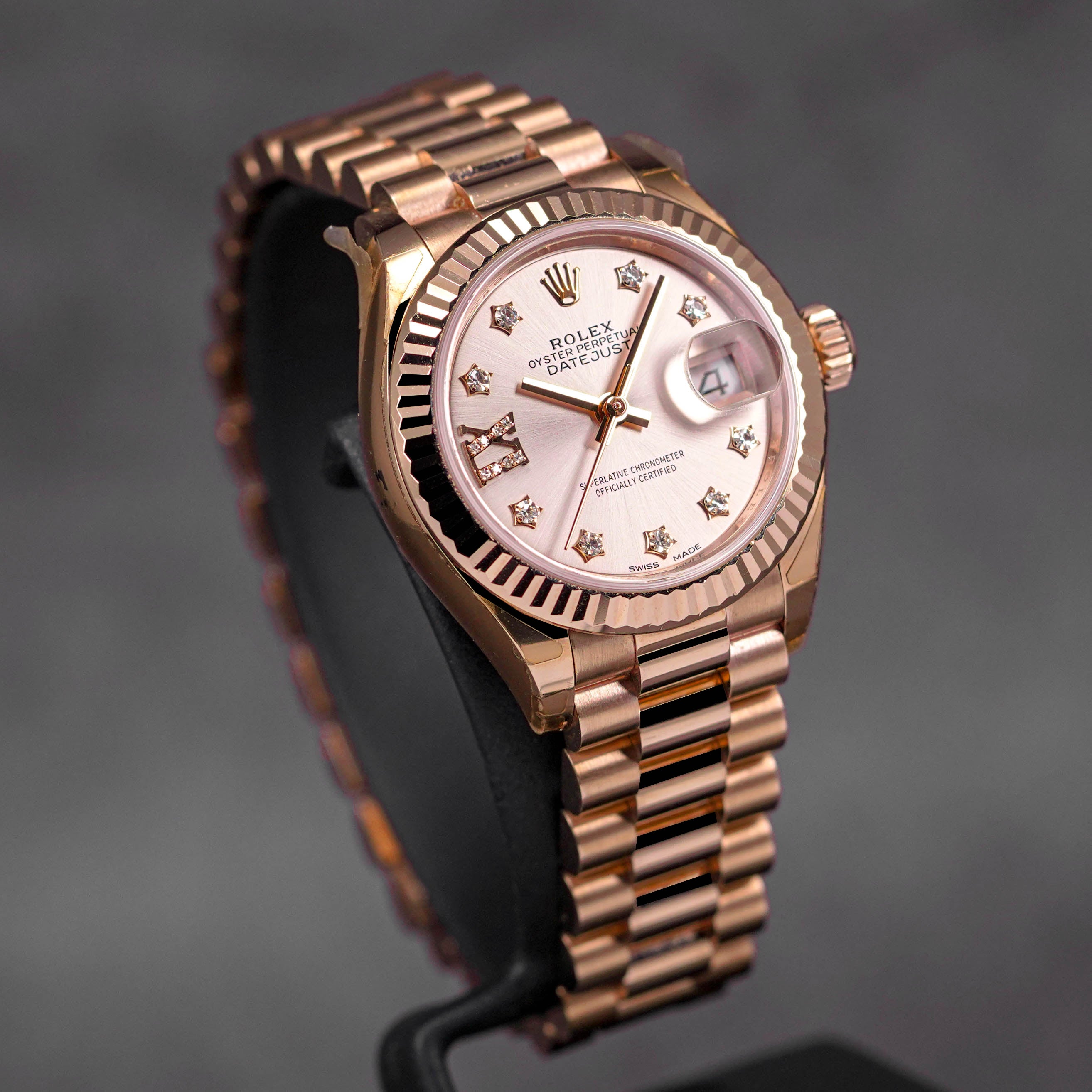 DATEJUST 28MM ROSEGOLD PINK STAR DIAMOND DIAL ROMAN ON 9 (2016)