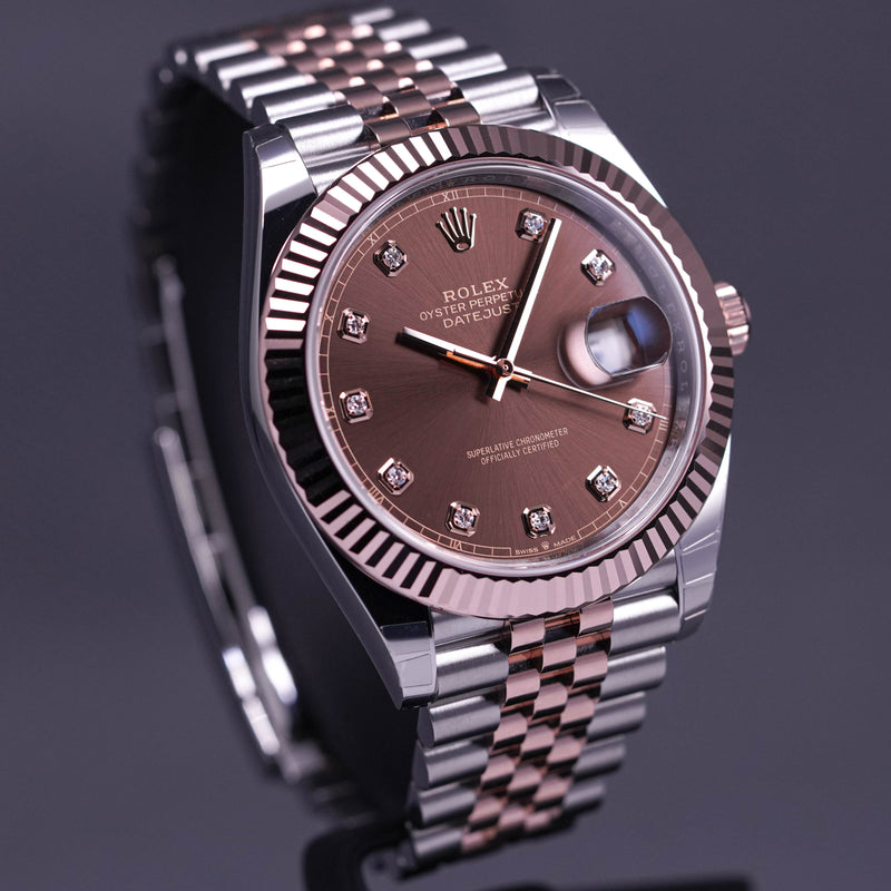 DATEJUST 41MM TWOTONE ROSEGOLD FLUTED JUBILEE CHOCO DIAMOND DIAL (2022)