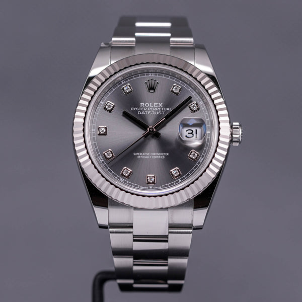 ROLEX DATEJUST 41MM FLUTED OYSTER RHODIUM DIAL (2022)