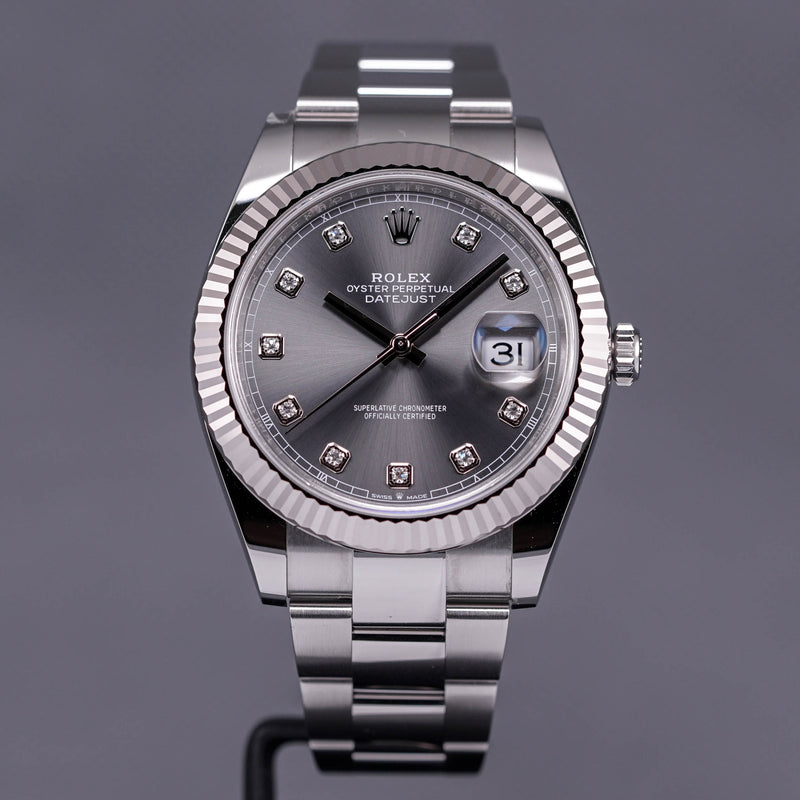 ROLEX DATEJUST 41MM FLUTED OYSTER RHODIUM DIAL (2022)