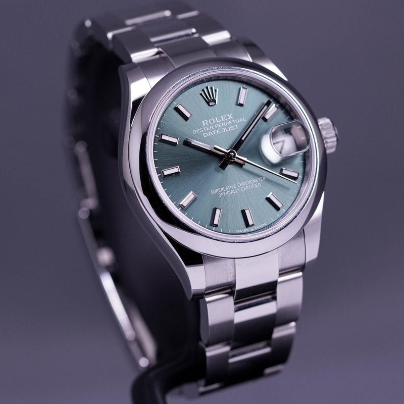 DATEJUST 31MM OYSTER DOMED BEZEL MINT GREEN DIAL (2022)