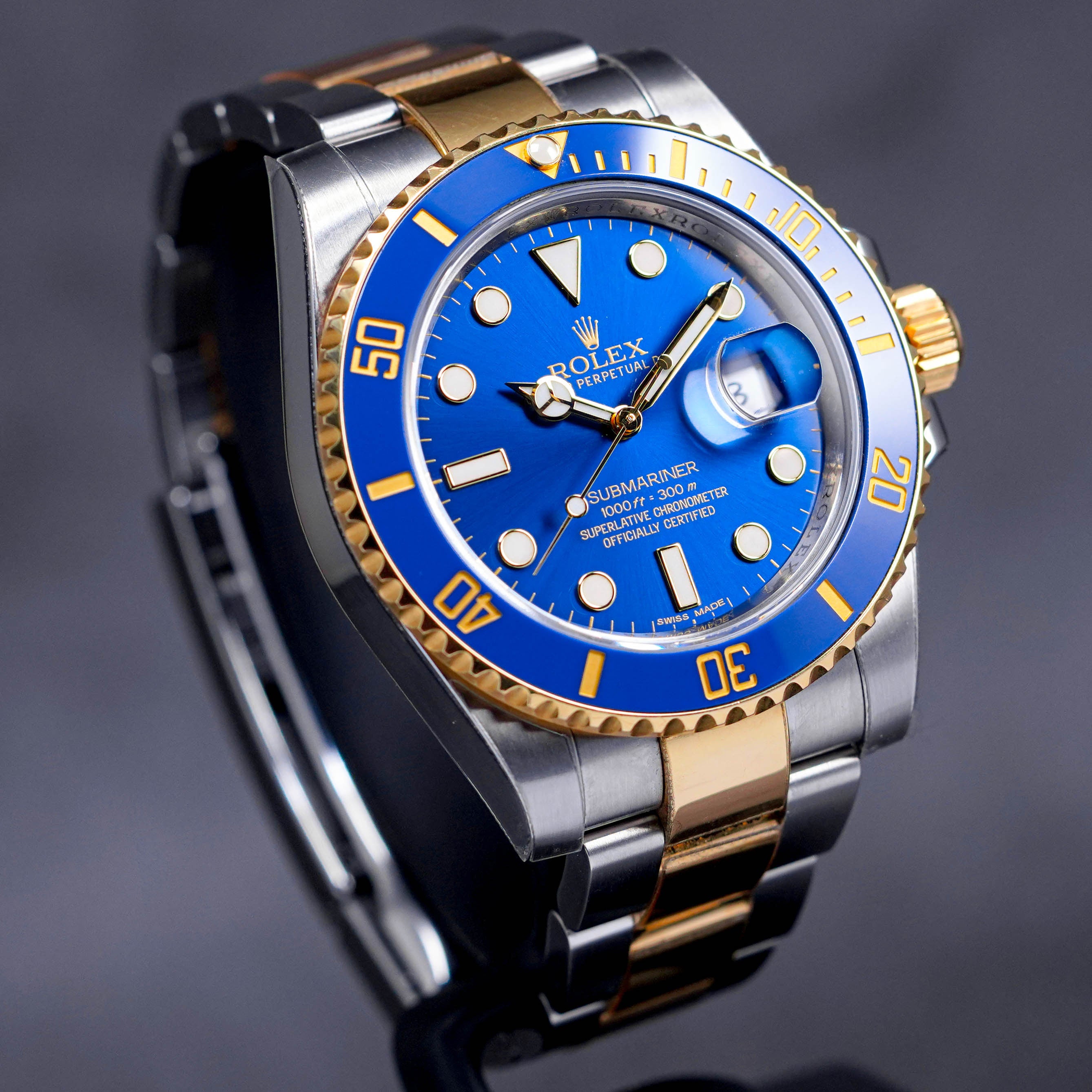 SUBMARINER DATE 40MM TWOTONE YELLOWGOLD BLUE SUNBURST (2014)