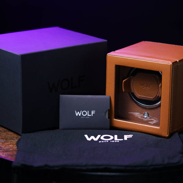 CUB SINGLE WATCH WINDER WITH COVER (COGNAC)