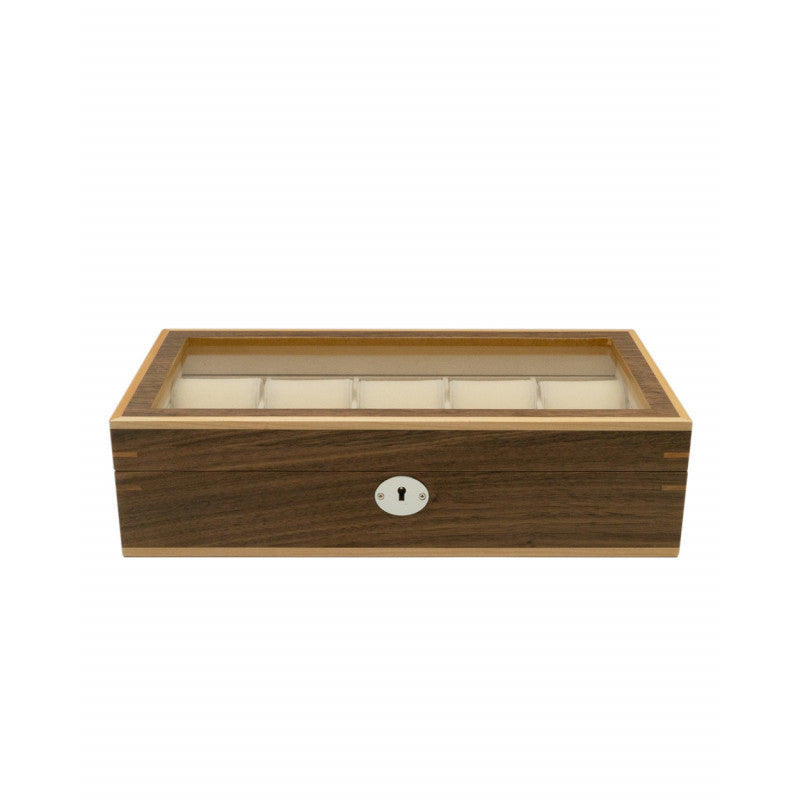 CLIPPERTON 10 WATCH BOX IN BROWN WOOD WITH GLASS LID