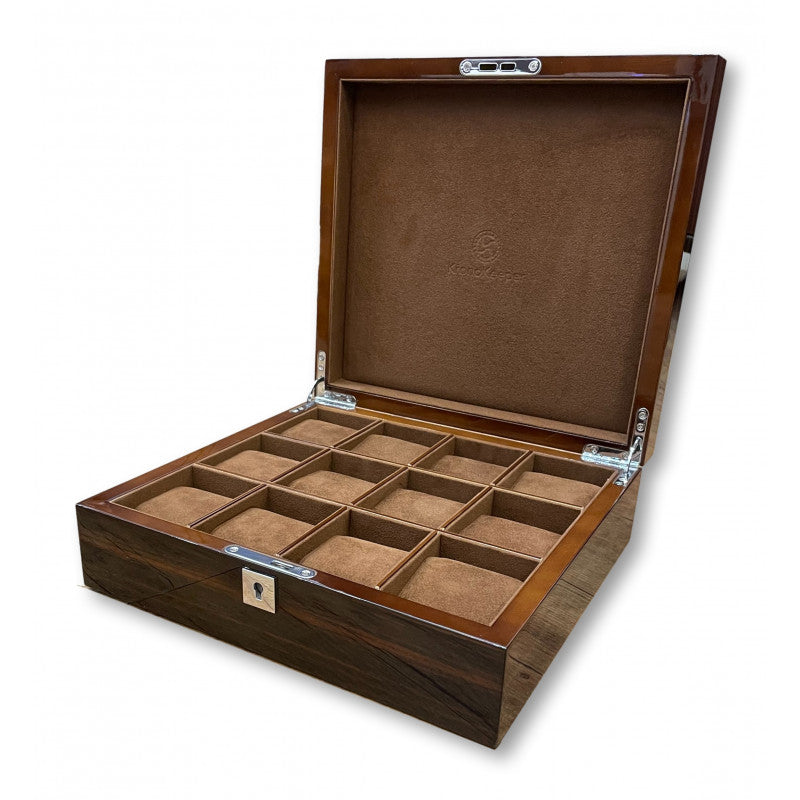 MARQUETRY EBONY 12 WATCH BOX